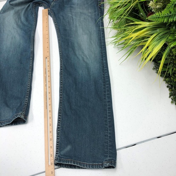 Levis 505 Jeans Mens 34x32 Blue Denim Straight Leg Stretch Medium Wash Classic - Picture 9 of 16